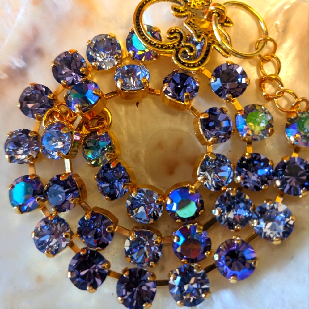 Lavender Paradise Shine Crystal in Classic Tennis Necklace in 14k Gold Plated